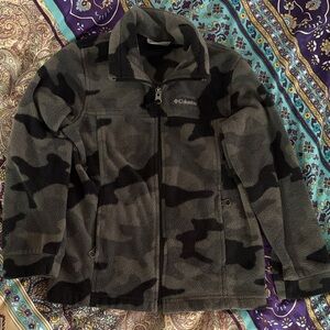 Columbia Boys Fleece Grey Camo Jacket Size XS 6/7